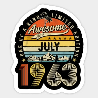 Awesome Since July 1963 Vintage 60th Birthday Sticker